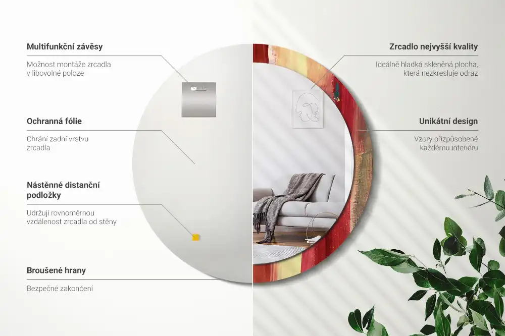 Okroglo okrasno ogledalo Abstraktno slikarstvo