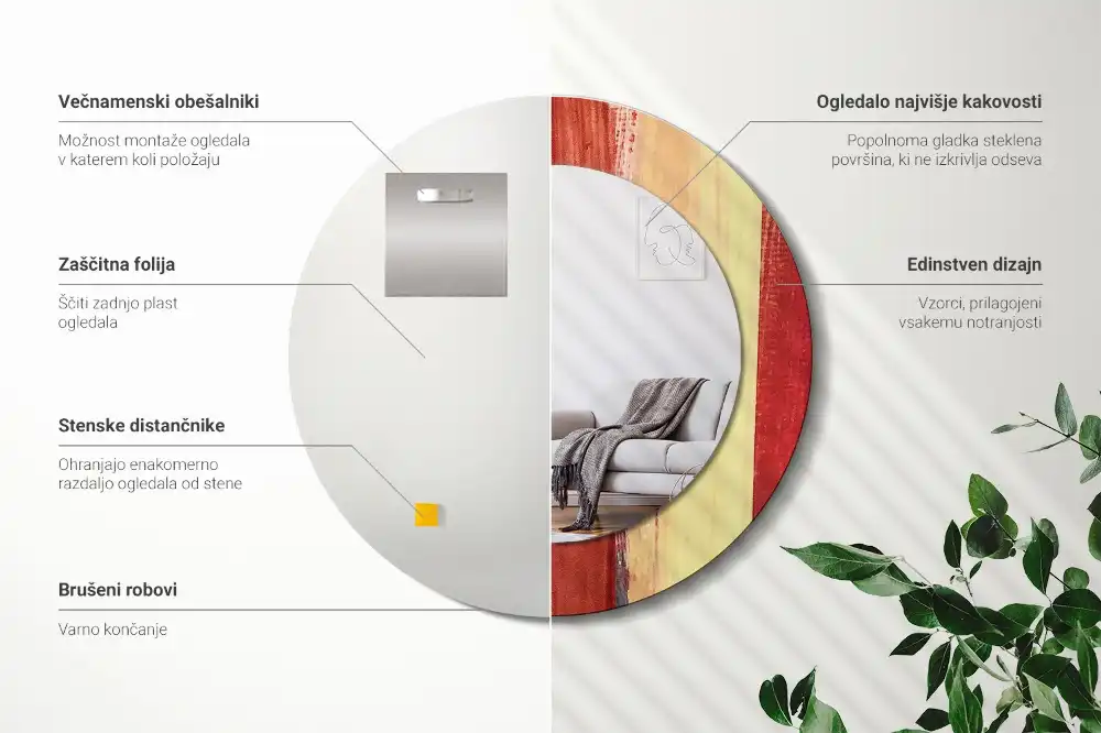 Okroglo okrasno ogledalo Abstraktno slikarstvo