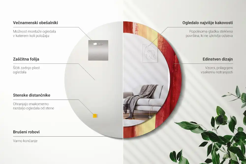 Okroglo okrasno ogledalo Abstraktno slikarstvo