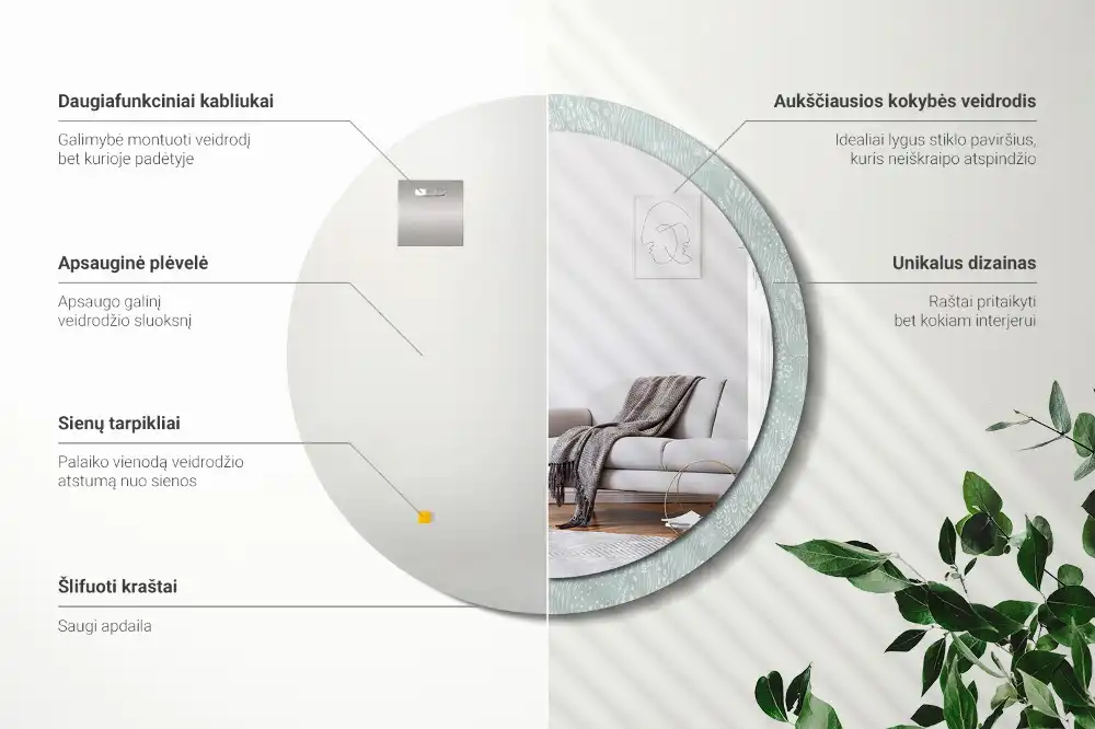 Okroglo okrasno ogledalo Polž na travniku