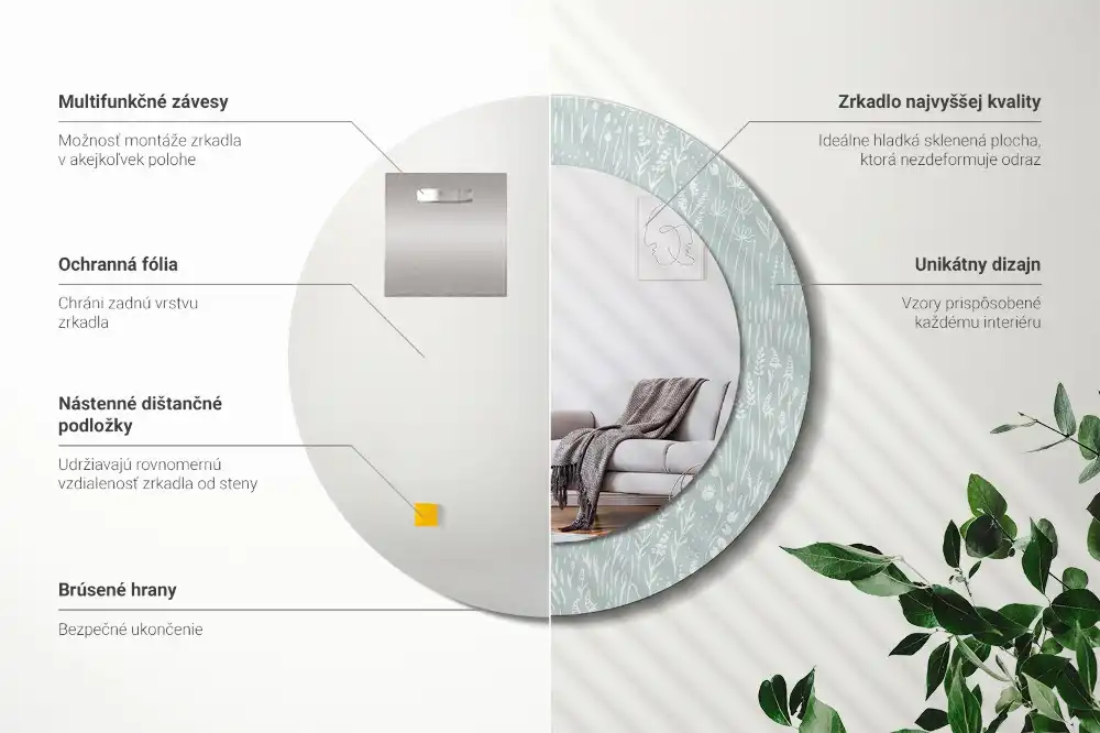 Okroglo okrasno ogledalo Polž na travniku