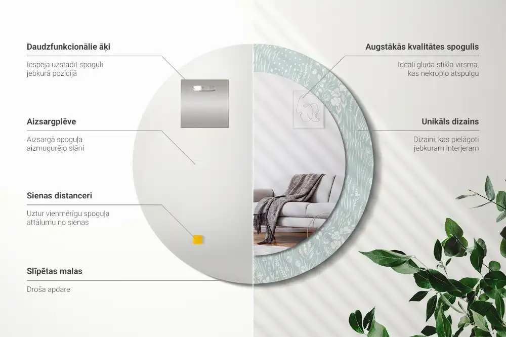 Okroglo okrasno ogledalo Polž na travniku