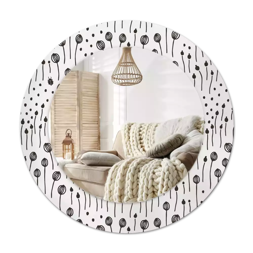 Okroglo okrasno ogledalo Risanje cvetja