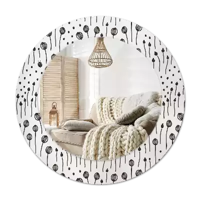 Okroglo okrasno ogledalo Risanje cvetja