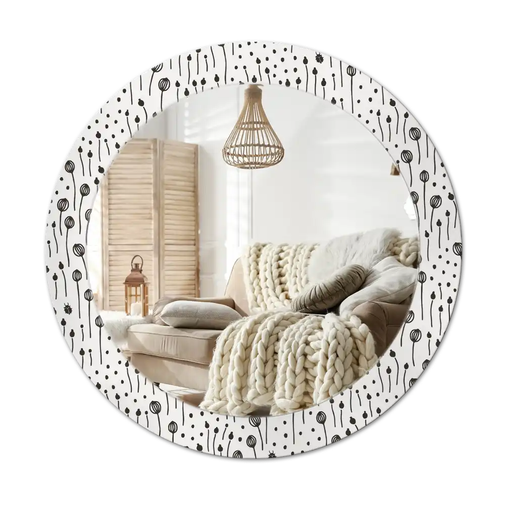 Okroglo okrasno ogledalo Risanje cvetja