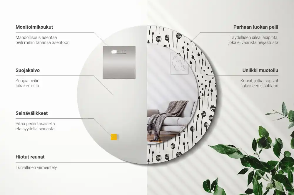 Okroglo okrasno ogledalo Risanje cvetja