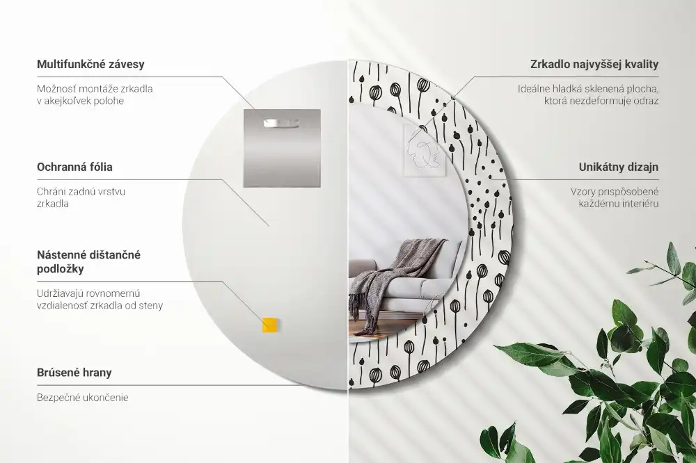 Okroglo okrasno ogledalo Risanje cvetja