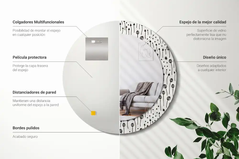 Okroglo okrasno ogledalo Risanje cvetja