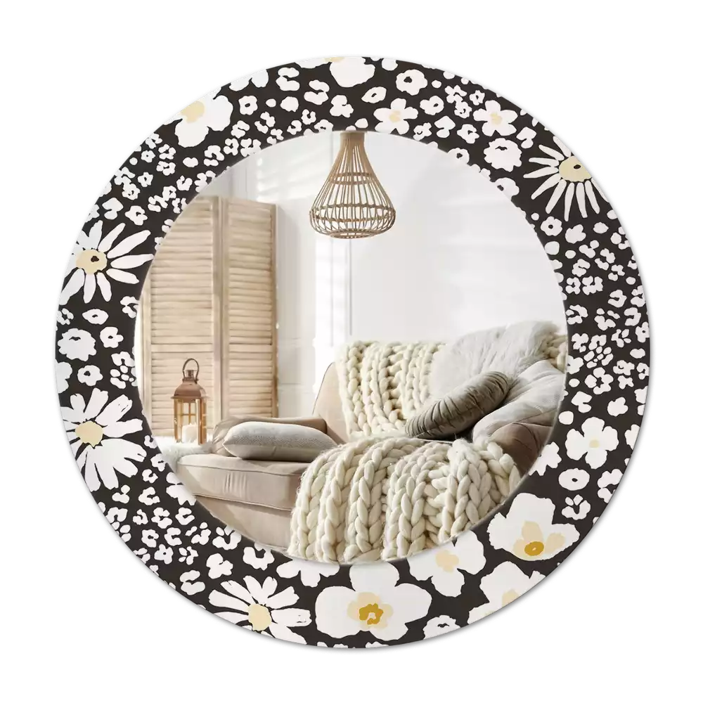 Okroglo stensko okrasno ogledalo Marjetice