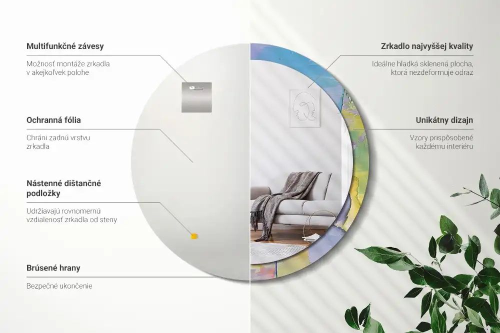 Tiskano okroglo ogledalo Tekstura oljne barve