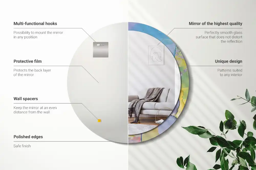 Tiskano okroglo ogledalo Tekstura oljne barve