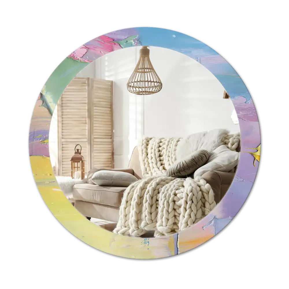 Tiskano okroglo ogledalo Tekstura oljne barve