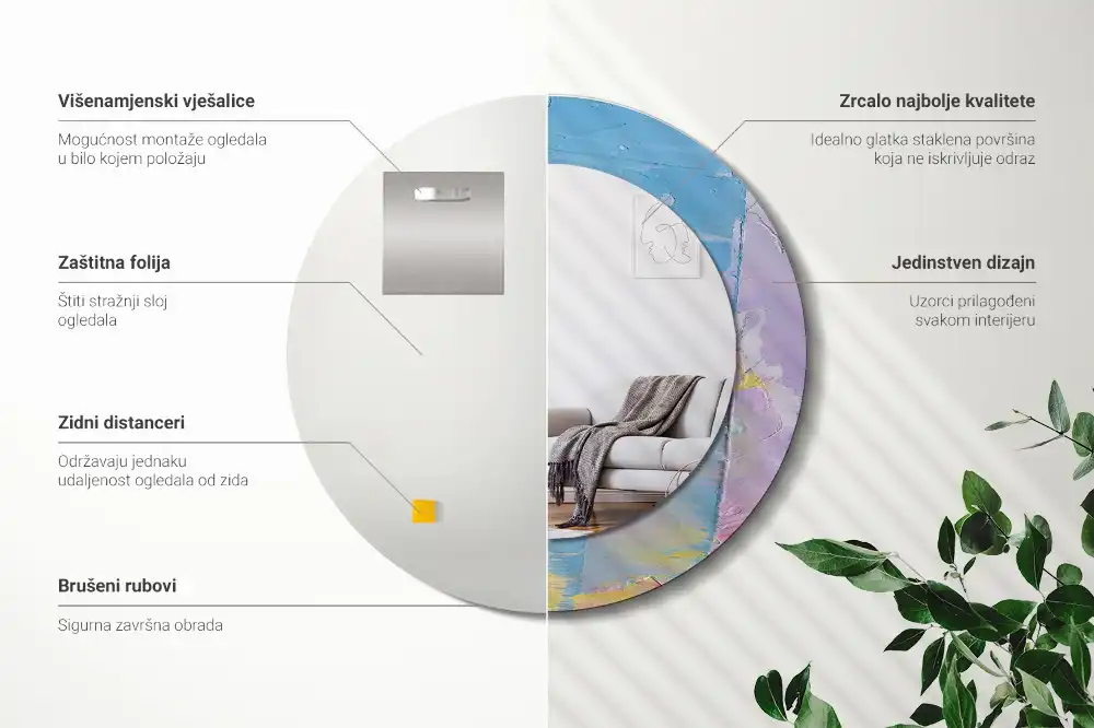 Tiskano okroglo ogledalo Tekstura oljne barve