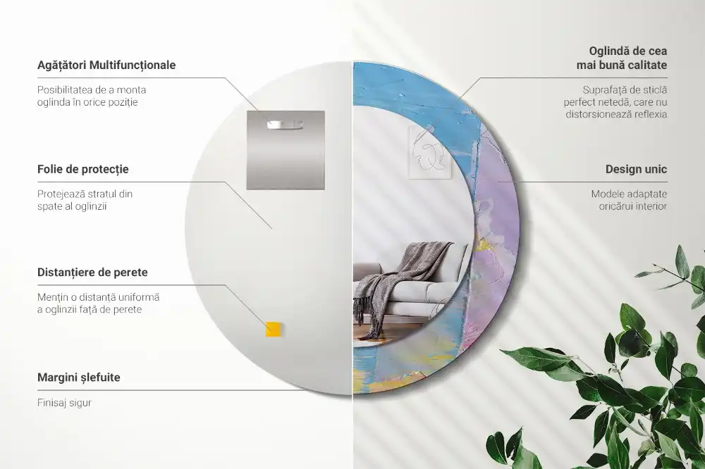 Tiskano okroglo ogledalo Tekstura oljne barve