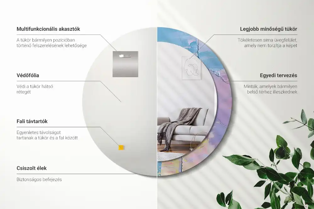 Tiskano okroglo ogledalo Tekstura oljne barve