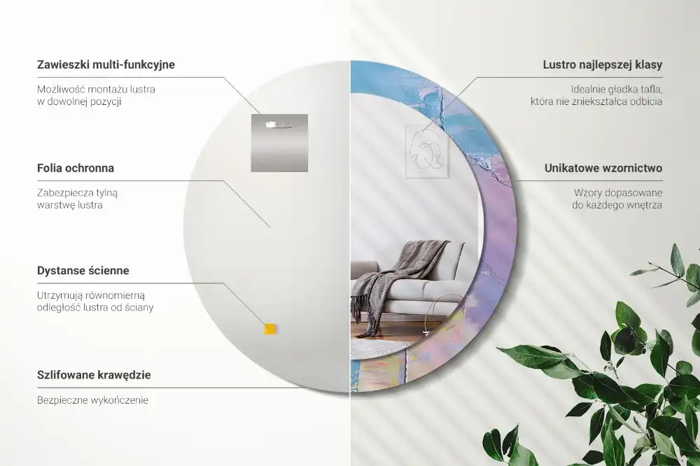 Tiskano okroglo ogledalo Tekstura oljne barve