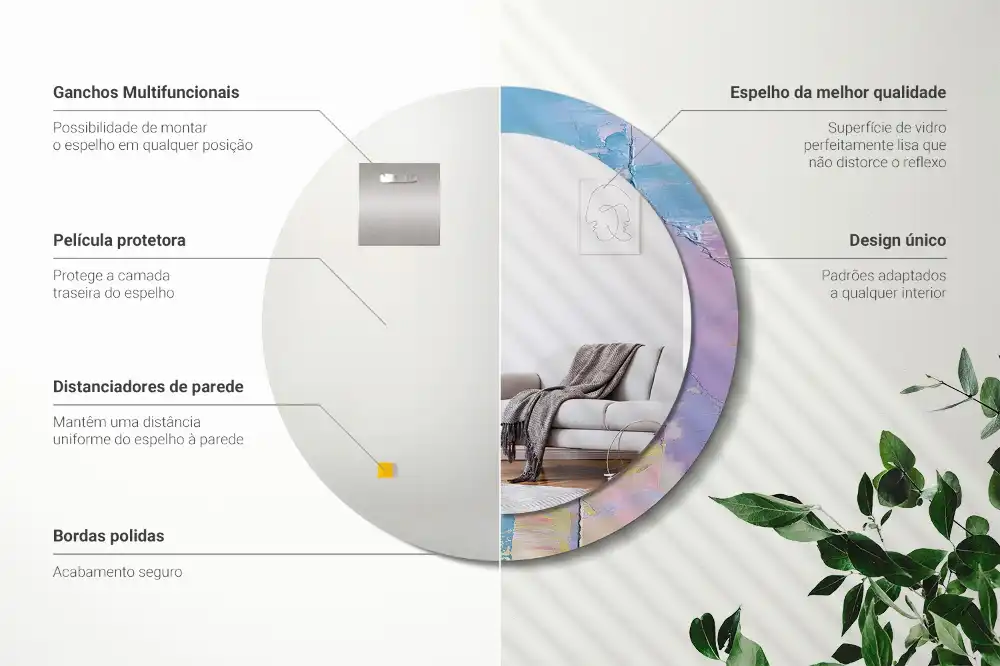 Tiskano okroglo ogledalo Tekstura oljne barve