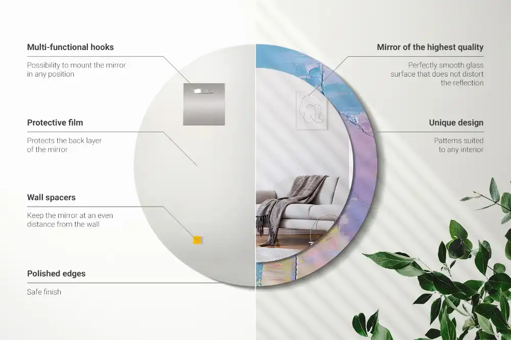 Tiskano okroglo ogledalo Tekstura oljne barve