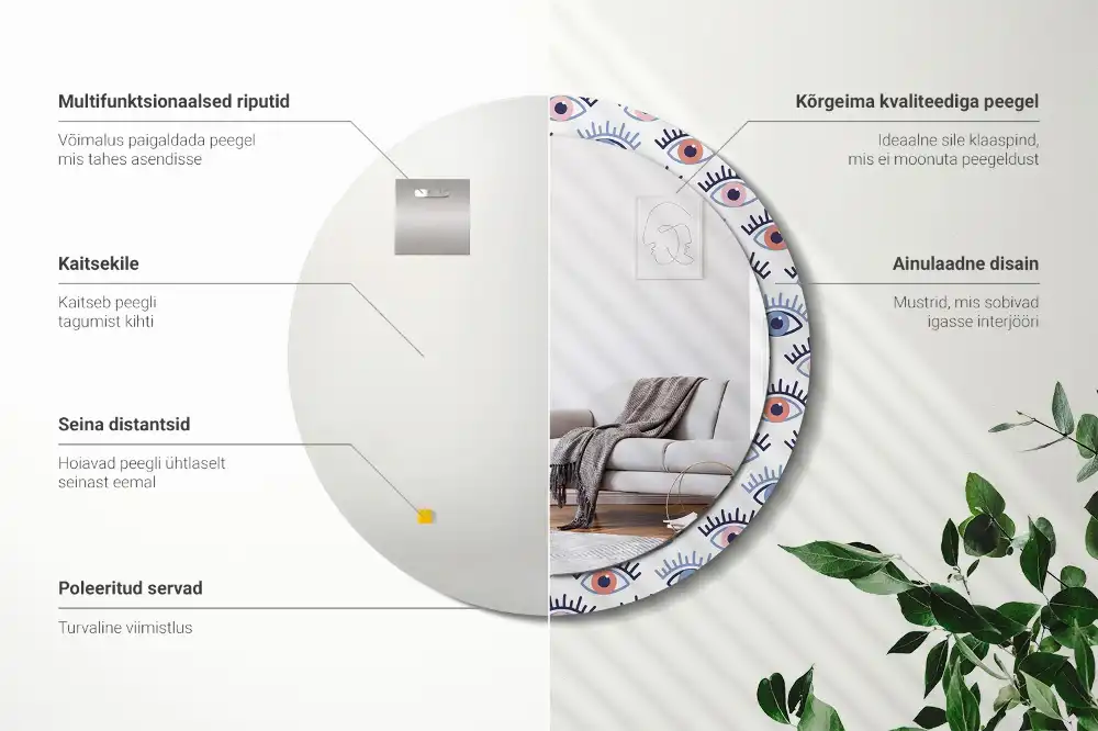 Okroglo okrasno ogledalo Oči