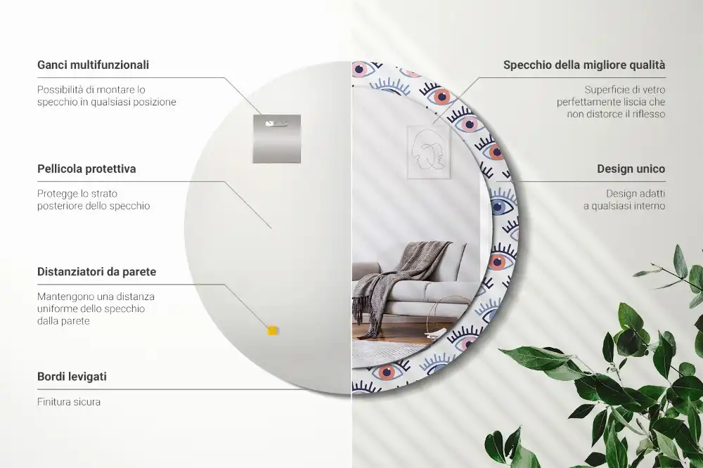 Okroglo okrasno ogledalo Oči