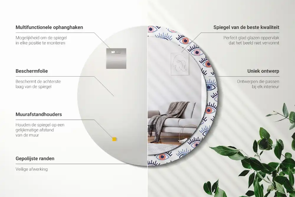 Okroglo okrasno ogledalo Oči