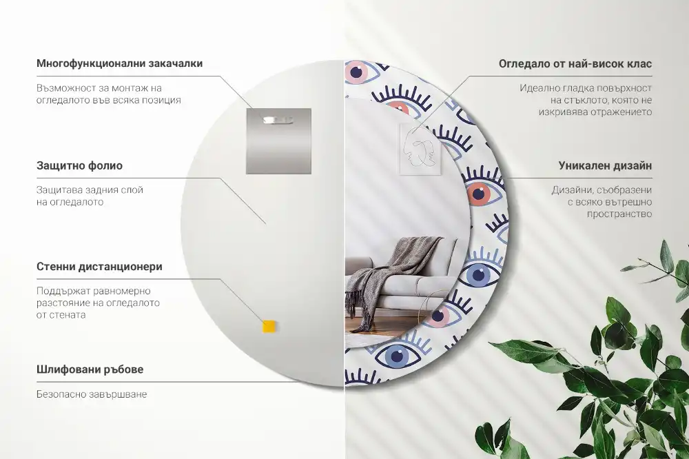 Okroglo okrasno ogledalo Oči