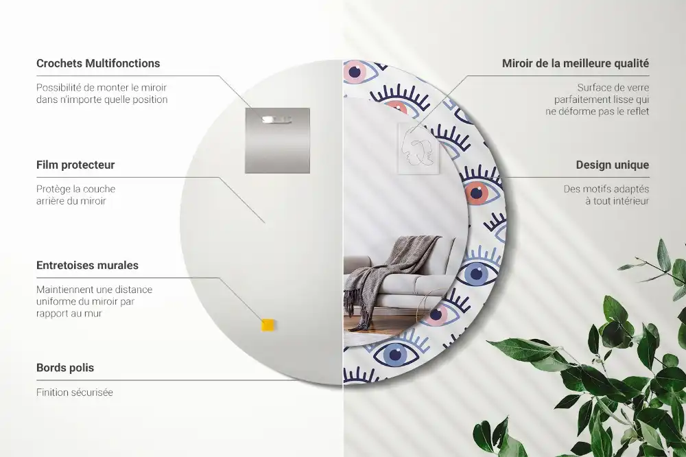 Okroglo okrasno ogledalo Oči