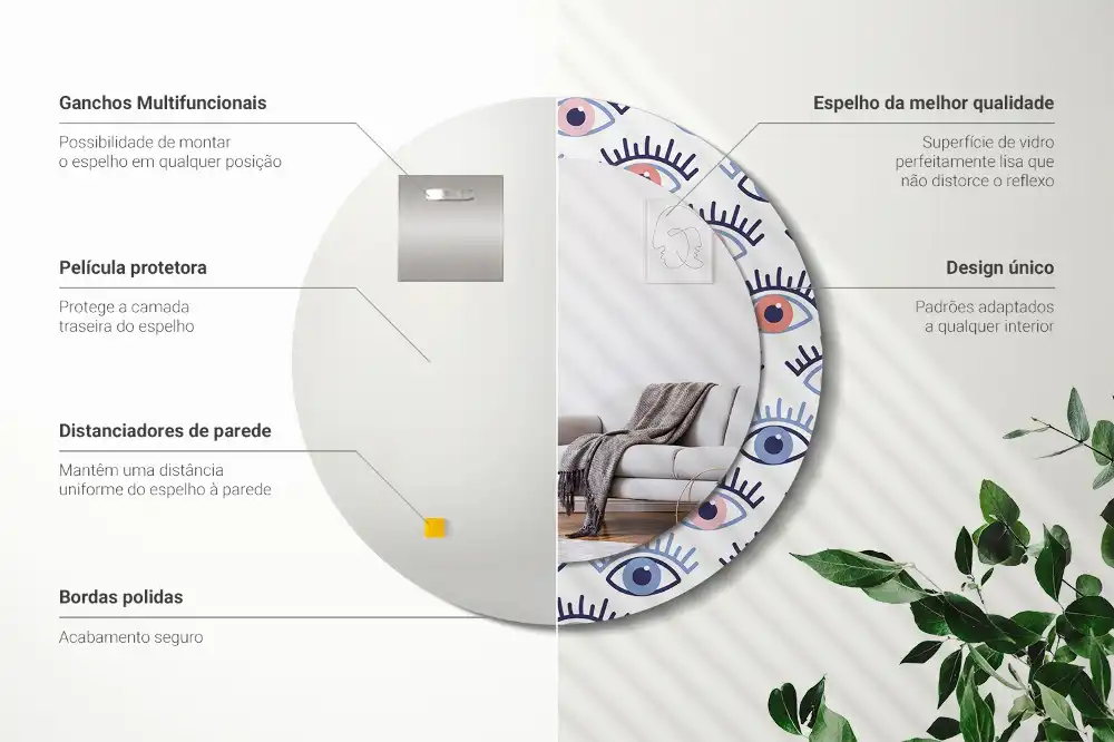 Okroglo okrasno ogledalo Oči