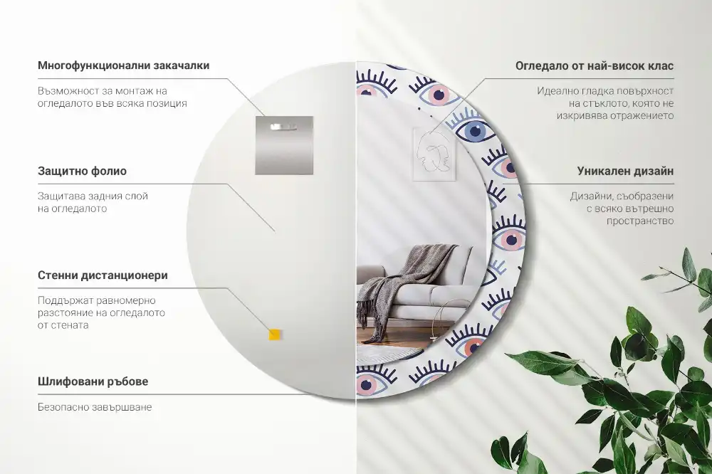 Okroglo okrasno ogledalo Oči