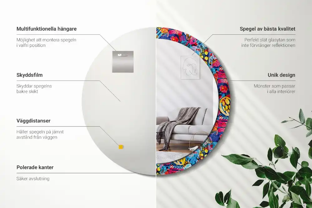 Tiskano okroglo ogledalo Barvite čačke