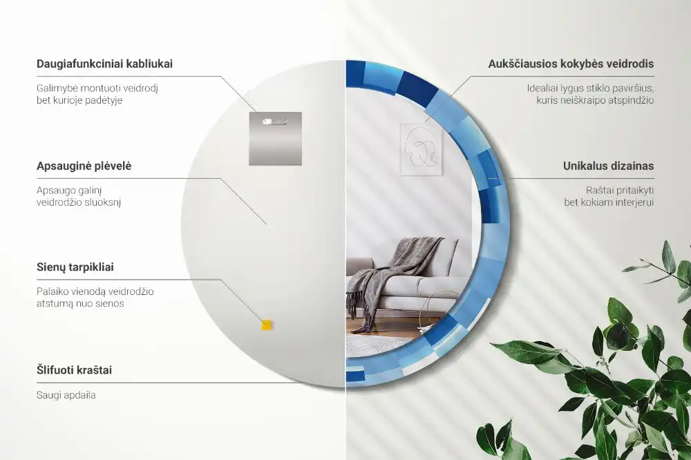 Okroglo okrasno ogledalo Modra abstrakt