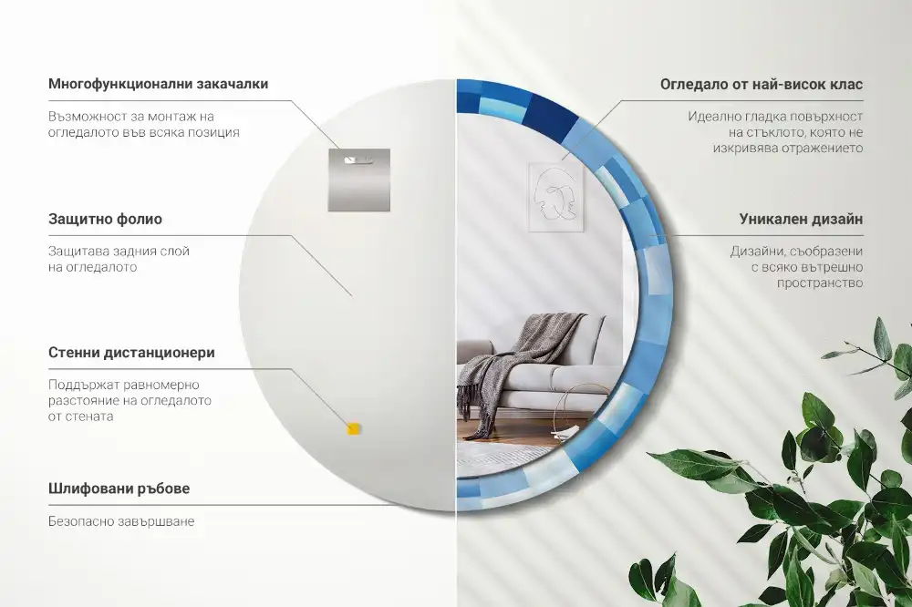 Okroglo okrasno ogledalo Modra abstrakt