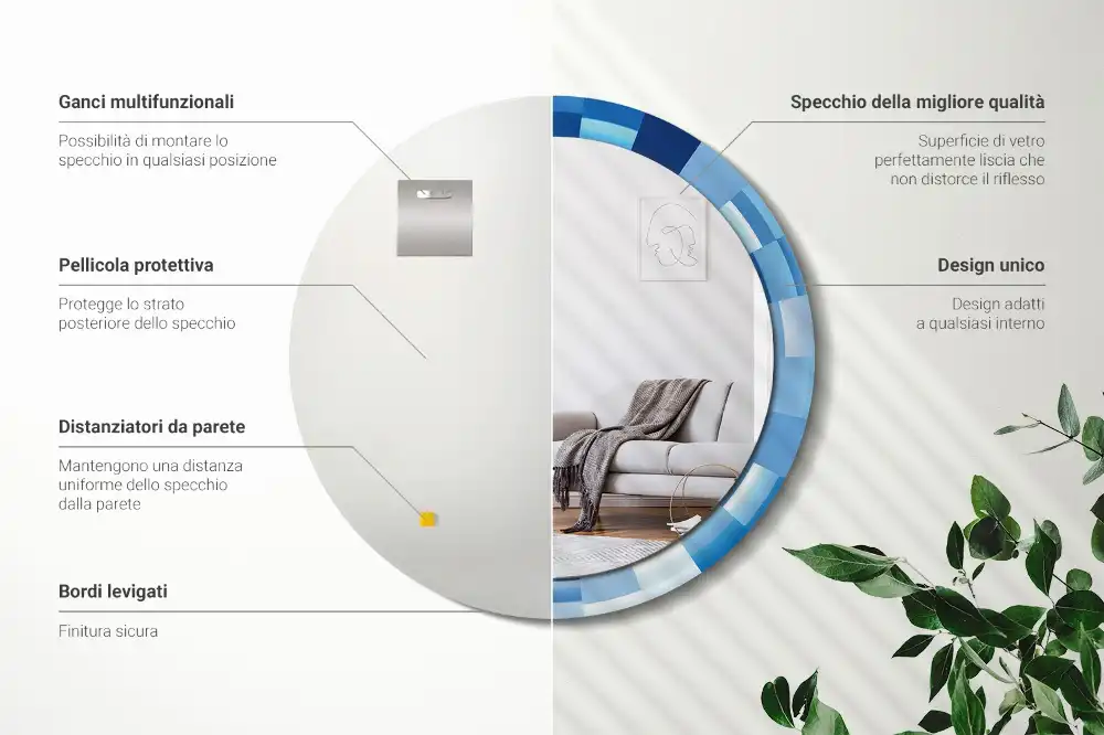 Okroglo okrasno ogledalo Modra abstrakt