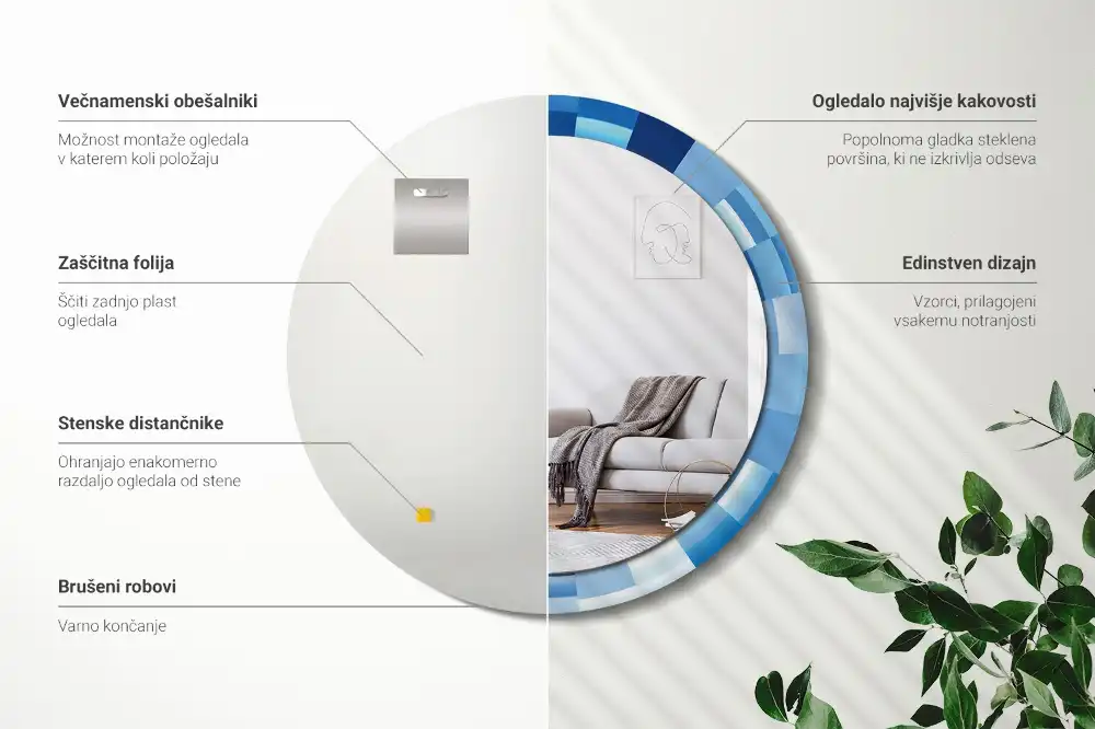 Okroglo okrasno ogledalo Modra abstrakt