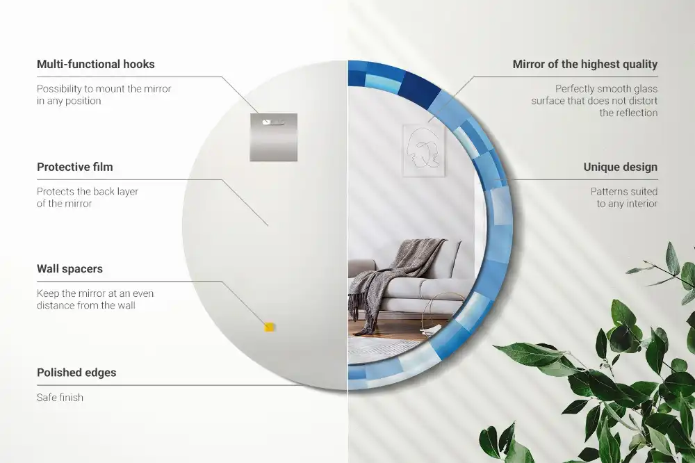 Okroglo okrasno ogledalo Modra abstrakt