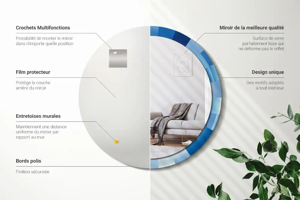 Okroglo okrasno ogledalo Modra abstrakt