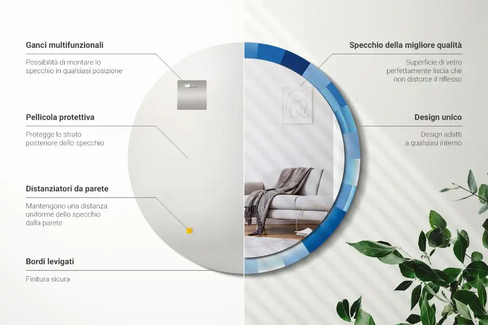 Okroglo okrasno ogledalo Modra abstrakt