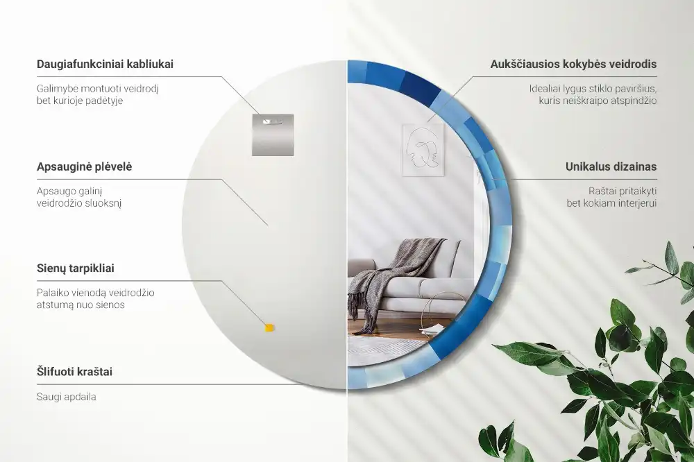 Okroglo okrasno ogledalo Modra abstrakt