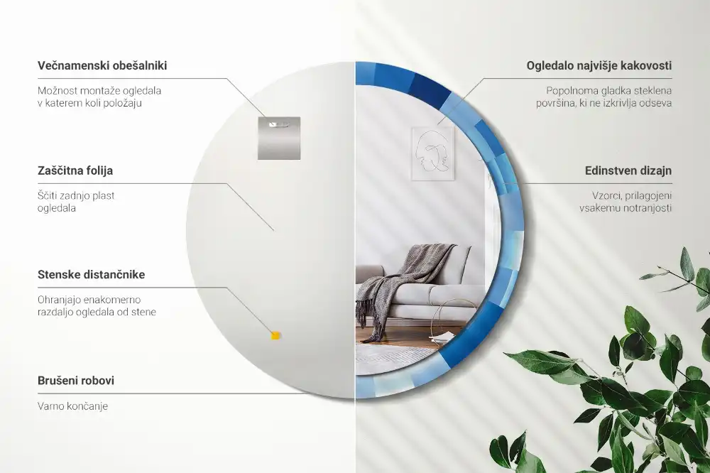 Okroglo okrasno ogledalo Modra abstrakt