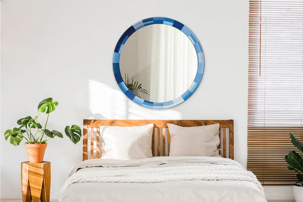 Okroglo okrasno ogledalo Modra abstrakt