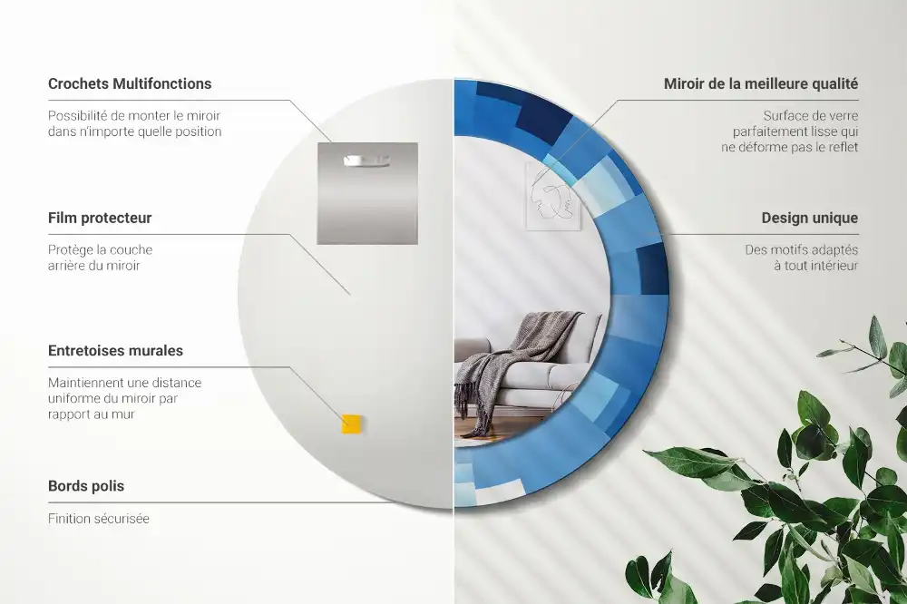 Okroglo okrasno ogledalo Modra abstrakt