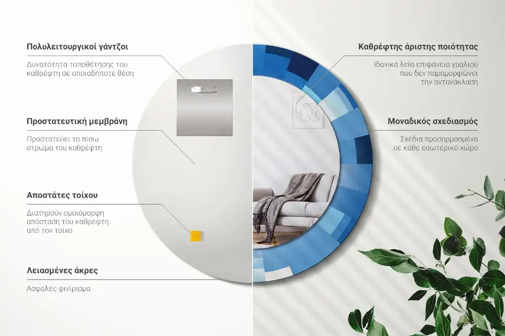 Okroglo okrasno ogledalo Modra abstrakt