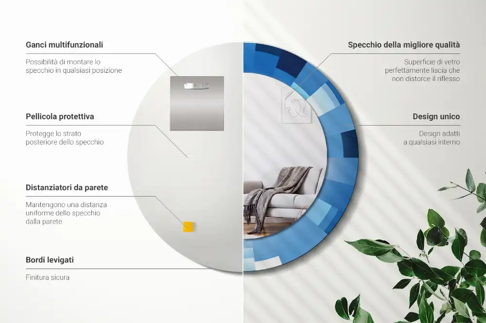 Okroglo okrasno ogledalo Modra abstrakt