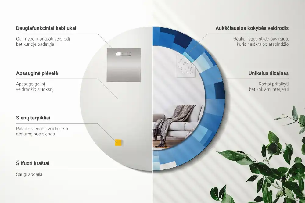 Okroglo okrasno ogledalo Modra abstrakt