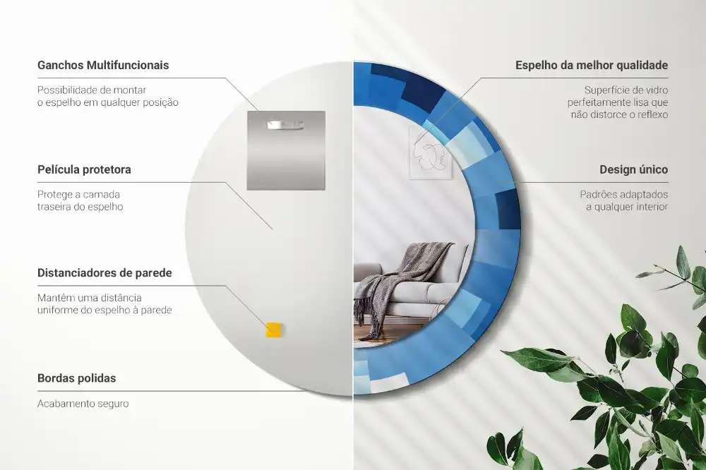 Okroglo okrasno ogledalo Modra abstrakt