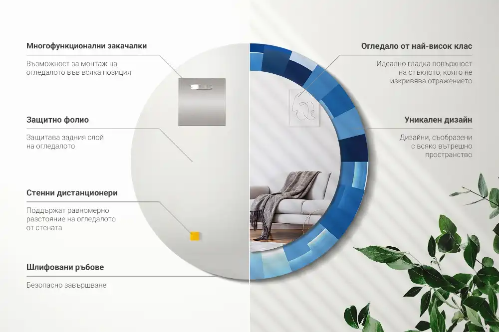 Okroglo okrasno ogledalo Modra abstrakt