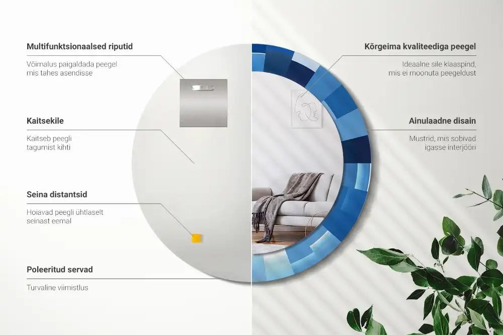 Okroglo okrasno ogledalo Modra abstrakt