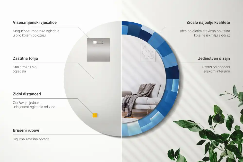Okroglo okrasno ogledalo Modra abstrakt