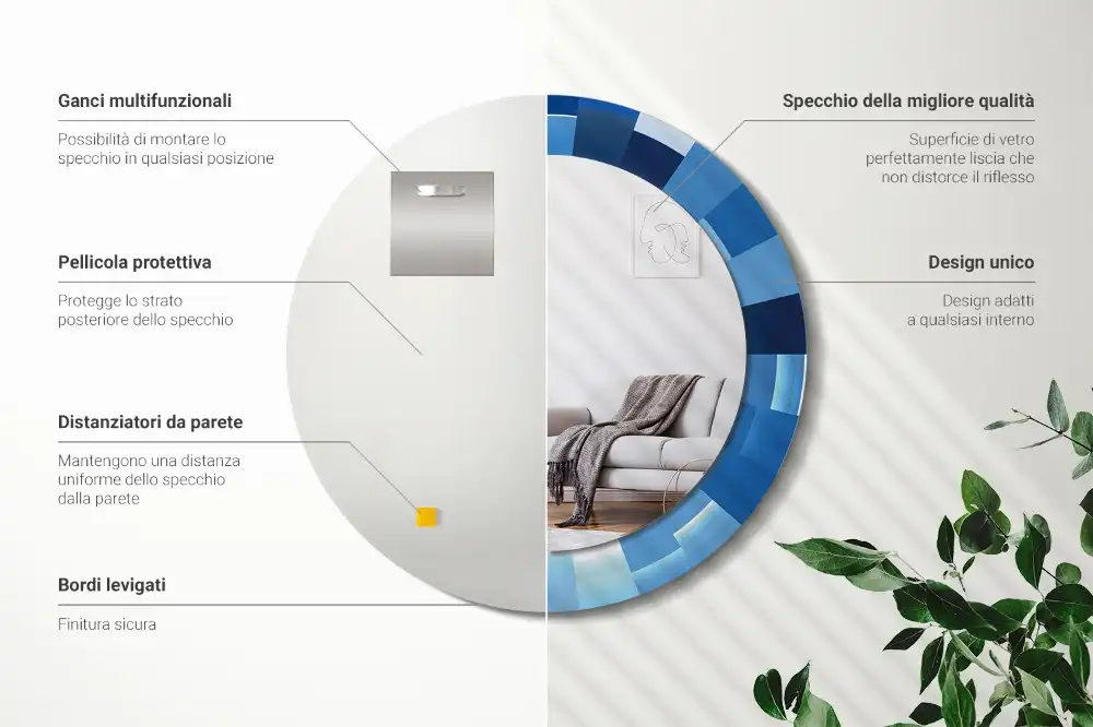 Okroglo okrasno ogledalo Modra abstrakt