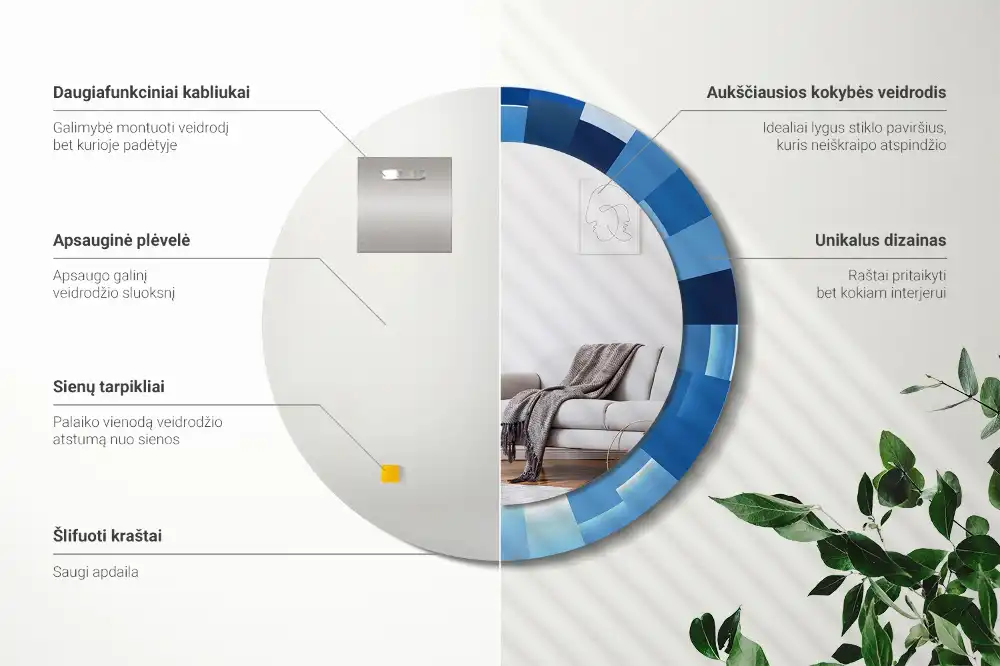 Okroglo okrasno ogledalo Modra abstrakt